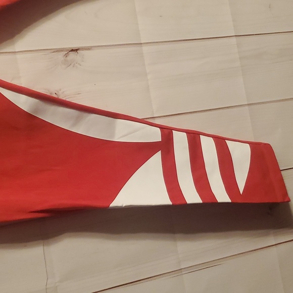 NWOT ADIDAS LARGE LOGO TIGHTS LUSH RED/WHITE - Picture 8 of 16